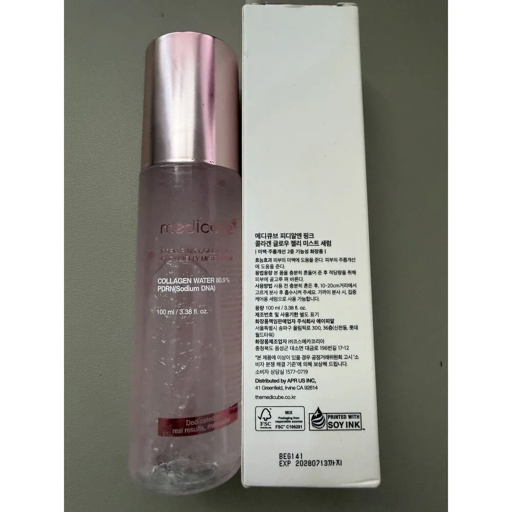medicube PDRN Pink Collagen Glow Jelly Mist Serum Collagen Water 3.38 fl oz